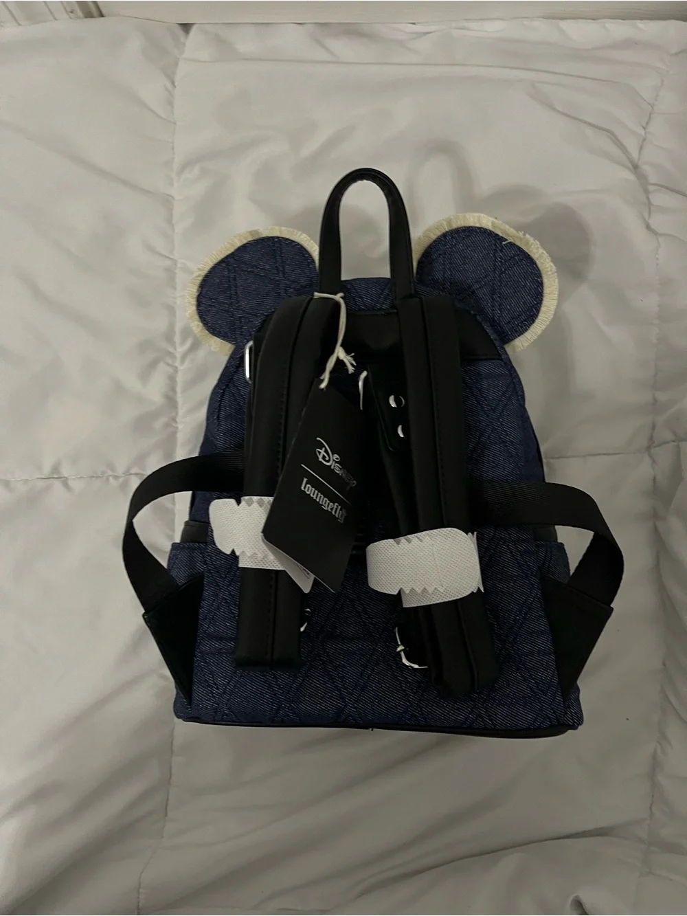 Disney loungefly Navy Mini Backpack with Black Bow and Ear Accents